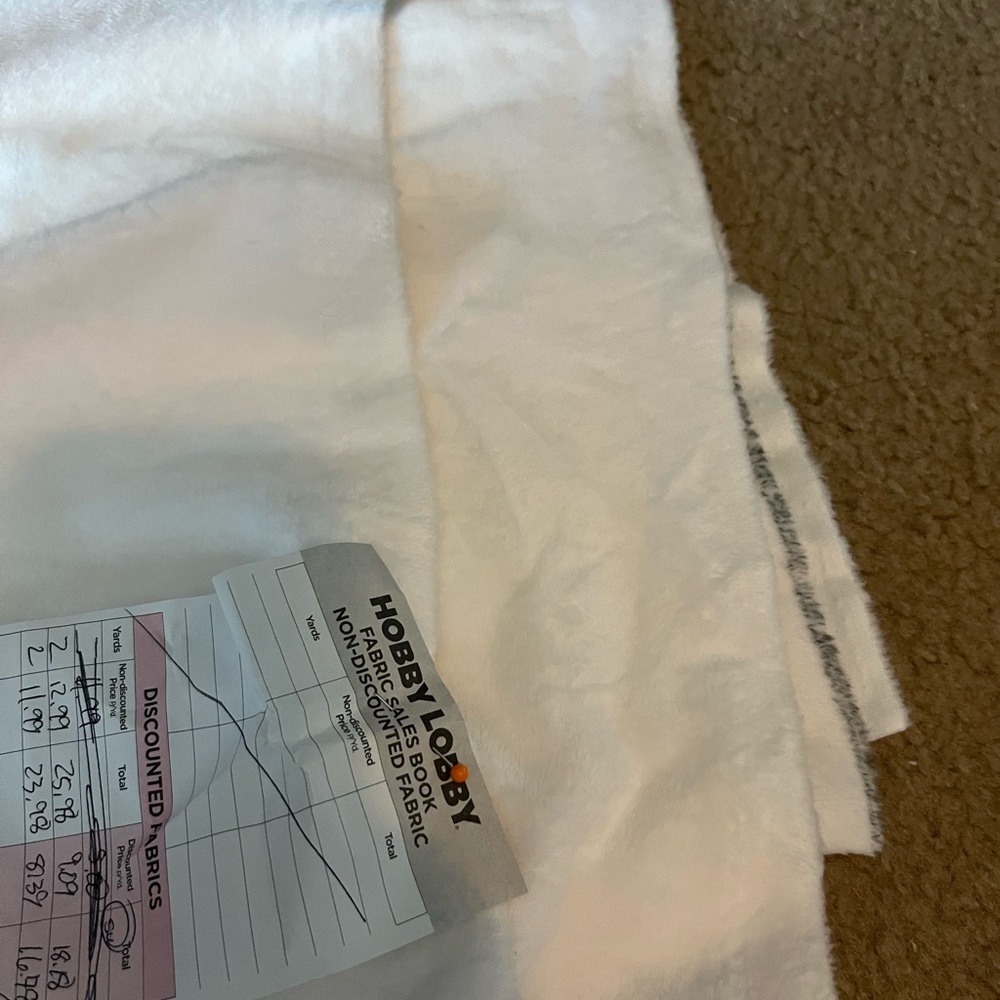 White fleece 2 yards of fabric
